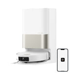 Görseli Galeri görüntüleyiciye yükleyin, Dreame beyaz akıllı robot süpürge ve otomatik boşaltma istasyonu ile kablosuz temizlik çözümü.