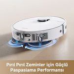 Görseli Galeri görüntüleyiciye yükleyin, Robot süpürge, döner mop başlıklarıyla zemini detaylı şekilde temizliyor.