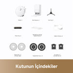 Görseli Galeri görüntüleyiciye yükleyin, Cihaz, PowerDock™, adaptör, fırça ve diğer aksesuarların kutu içeriği gösterimi.