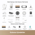 Görseli Galeri görüntüleyiciye yükleyin, Dreame robot süpürge kutu içeriği: ana ünite, yan fırça, toz torbası, temizleme aparatı ve diğer aksesuarlar.