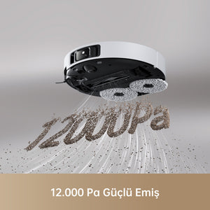 12.000 Pa güçlü emiş gücüyle zorlu kirleri bile kolayca temizleyen Dreame robot süpürge. Renk | Beyaz 