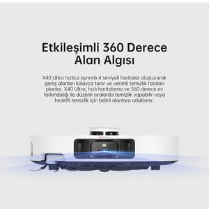 Etkileşimli 360 derece alan algısı ile hassas navigasyon sağlayan Dreame robot süpürge. Renk | Beyaz 