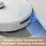 Görseli Galeri görüntüleyiciye yükleyin, MopExtend™ RoboSwing ile köşe ve dolap altlarına ulaşan Dreame robot süpürge.
