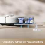 Görseli Galeri görüntüleyiciye yükleyin, Mop pedlerinin halı üzerine gelince otomatik kalkış özelliği tanıtılıyor.
