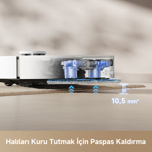 Mop pedlerinin halı üzerine gelince otomatik kalkış özelliği tanıtılıyor.