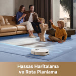 Görseli Galeri görüntüleyiciye yükleyin, Aile ortamında robot süpürgenin lazerli haritalama özelliğiyle alanı taraması gösteriliyor.
