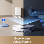Görseli Galeri görüntüleyiciye yükleyin, Robot süpürge mavi ışıkla engelleri tespit ederken gösteriliyor.
