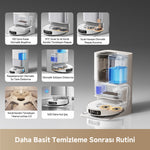 Görseli Galeri görüntüleyiciye yükleyin, basit temizlik sonrası rutini ve otomatik bakım istasyonuyla pratik kullanım sağlar.
